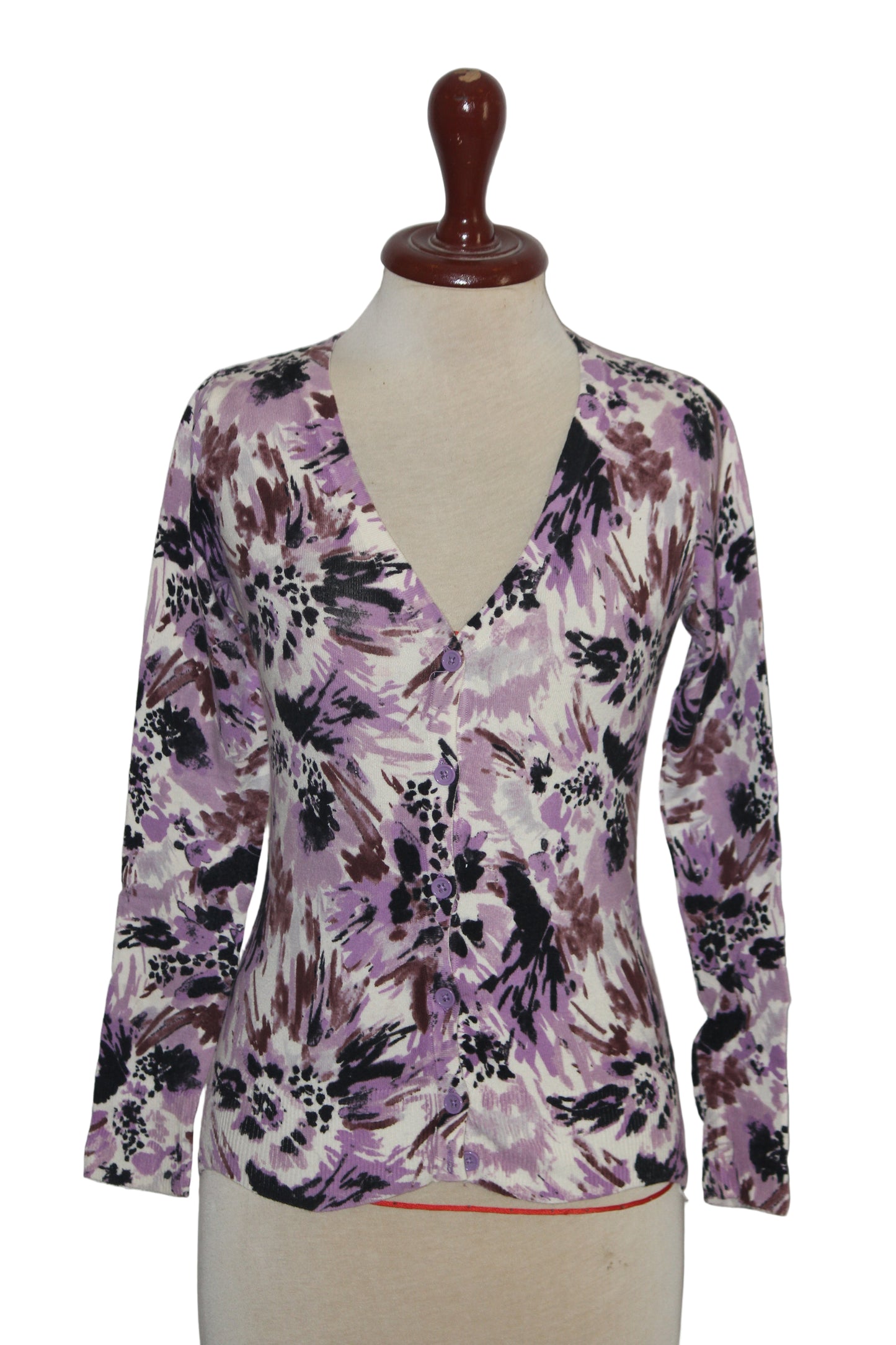 Merona White Sweater with Purple Print