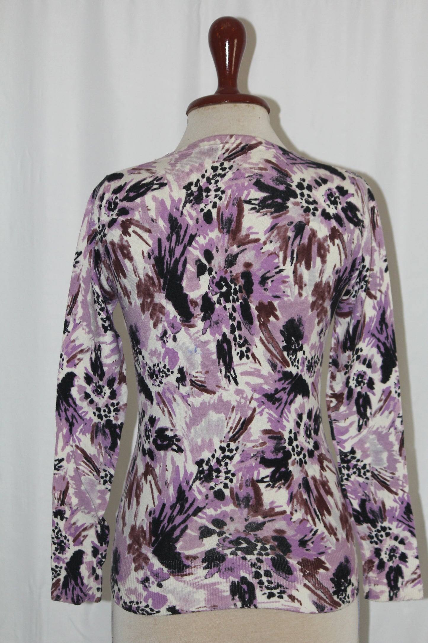 Merona White Sweater with Purple Print