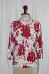 Coast White Viscose Sweater with Pink Flowers – Small