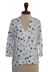 F&F White Sweater with Blue Flowers - Small