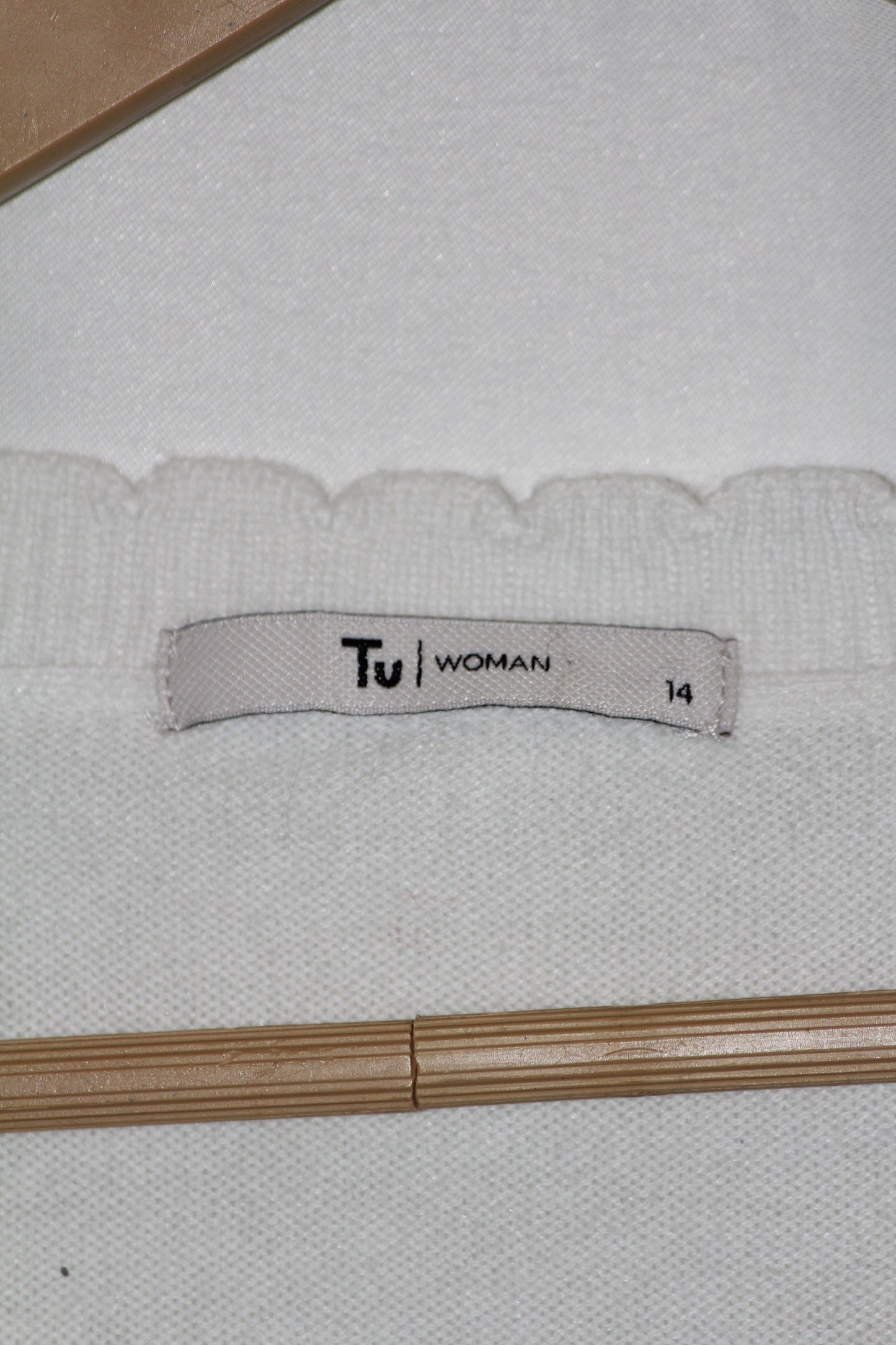 Tu Woman White Cotton Sweater - Medium