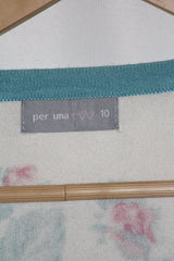 Per Una White Sweater with Red and Blue Rose Print