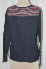 Indigo Blue Sweater with Color Lines - Small