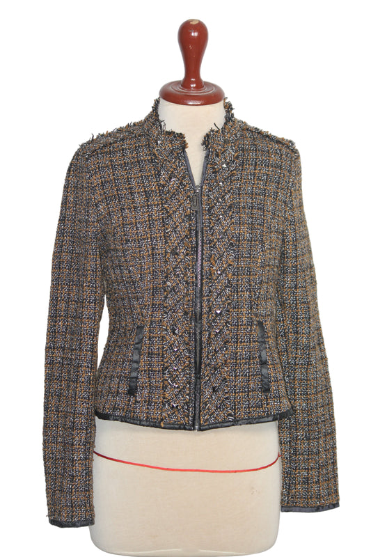Yest Brown & Black Knitted Jacket - Small