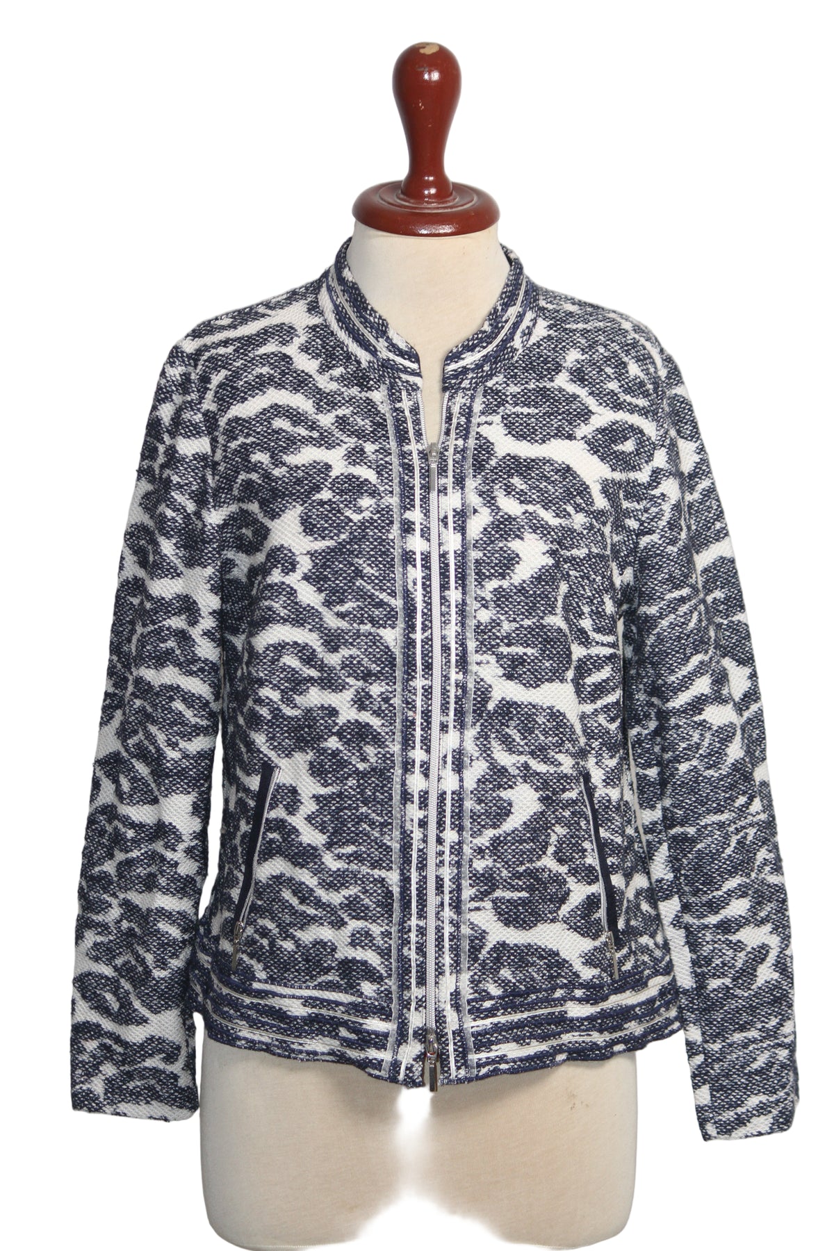 Just White Black & White Knitted Jacket - Medium