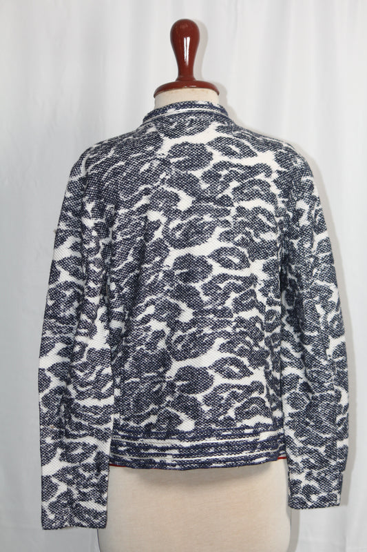 Just White Black & White Knitted Jacket - Medium