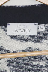 Just White Black & White Knitted Jacket - Medium