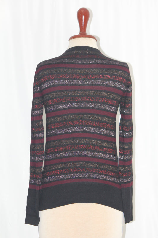 Warehouse Maroon Gold Small Sweater