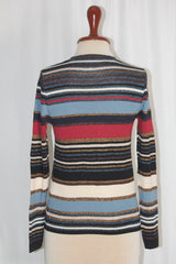 1 Over Small Blue Red and Golden Striped Sweater