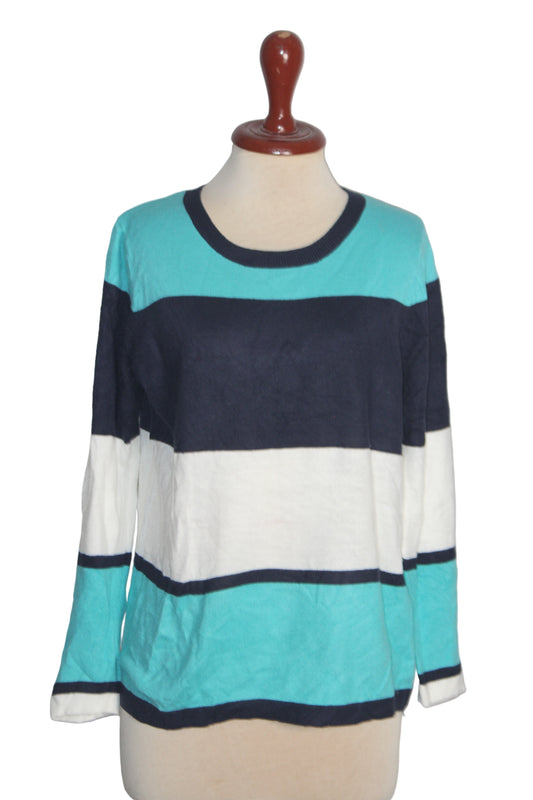 Bonmarche Medium Blue, Black, and White Sweater
