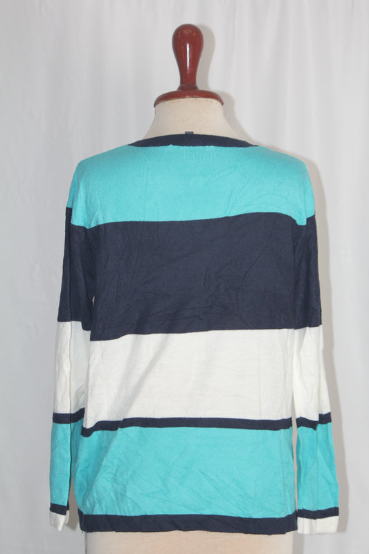Bonmarche Medium Blue, Black, and White Sweater