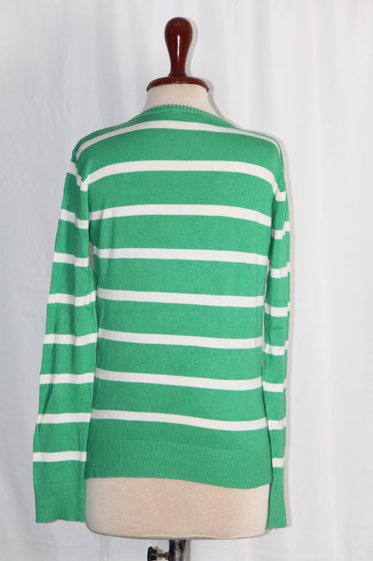 Atmosphere Green & White Medium Sweater