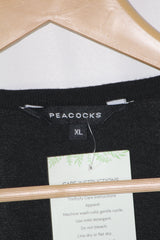 Peacocks Large Black Sweater with Rhinestones