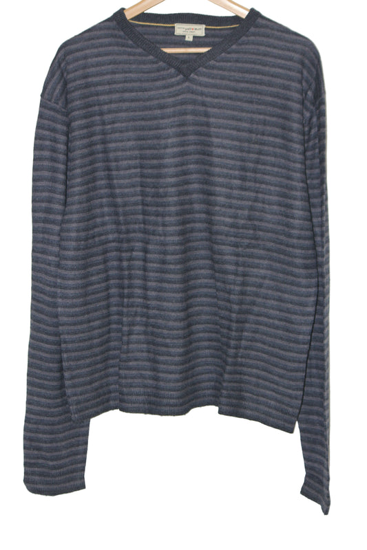 Petroleum Black & Blue V-Neck Sweater – Large