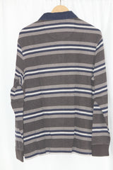 M&S Brown Polo Sweatshirt with Stripes - Medium