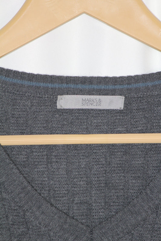 Marks & Spencer Grey Wool Blend Sweater - Large