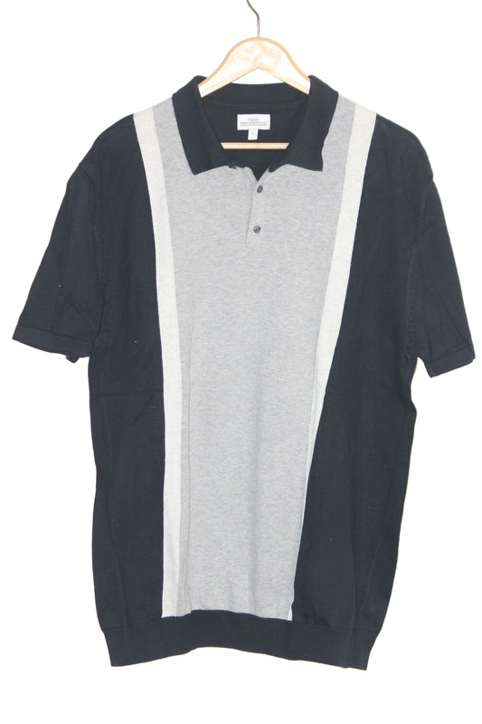 Next Dark Blue Half Sleeve Polo Sweatshirt - Large
