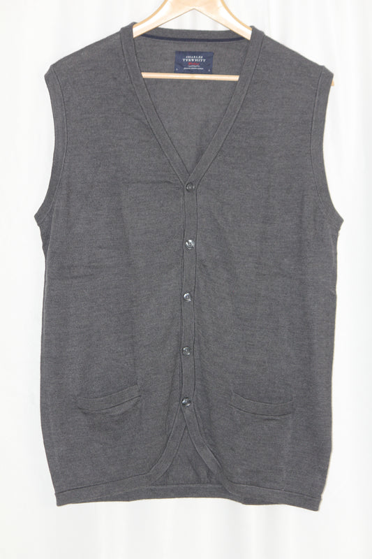 Charles Tyrwhitt Grey Button Down Sweatshirt - Large