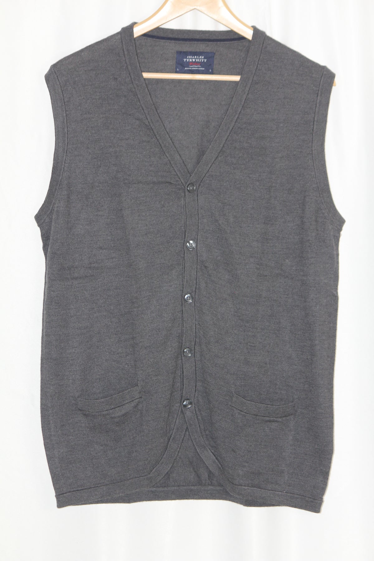 Charles Tyrwhitt Grey Button Down Sweatshirt - Large