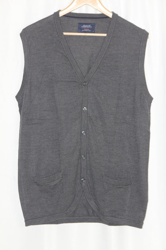 Charles Tyrwhitt Grey Button Down Sweatshirt - Large