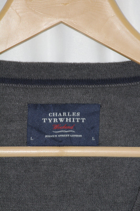 Charles Tyrwhitt Grey Button Down Sweatshirt - Large