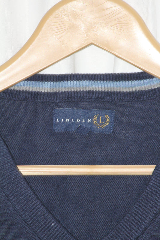 Lincoln Navy Blue Sleeveless Sweater - Large