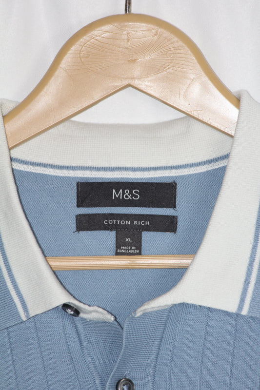 M&S Sky Blue Half Sleeve Polo Sweatshirt