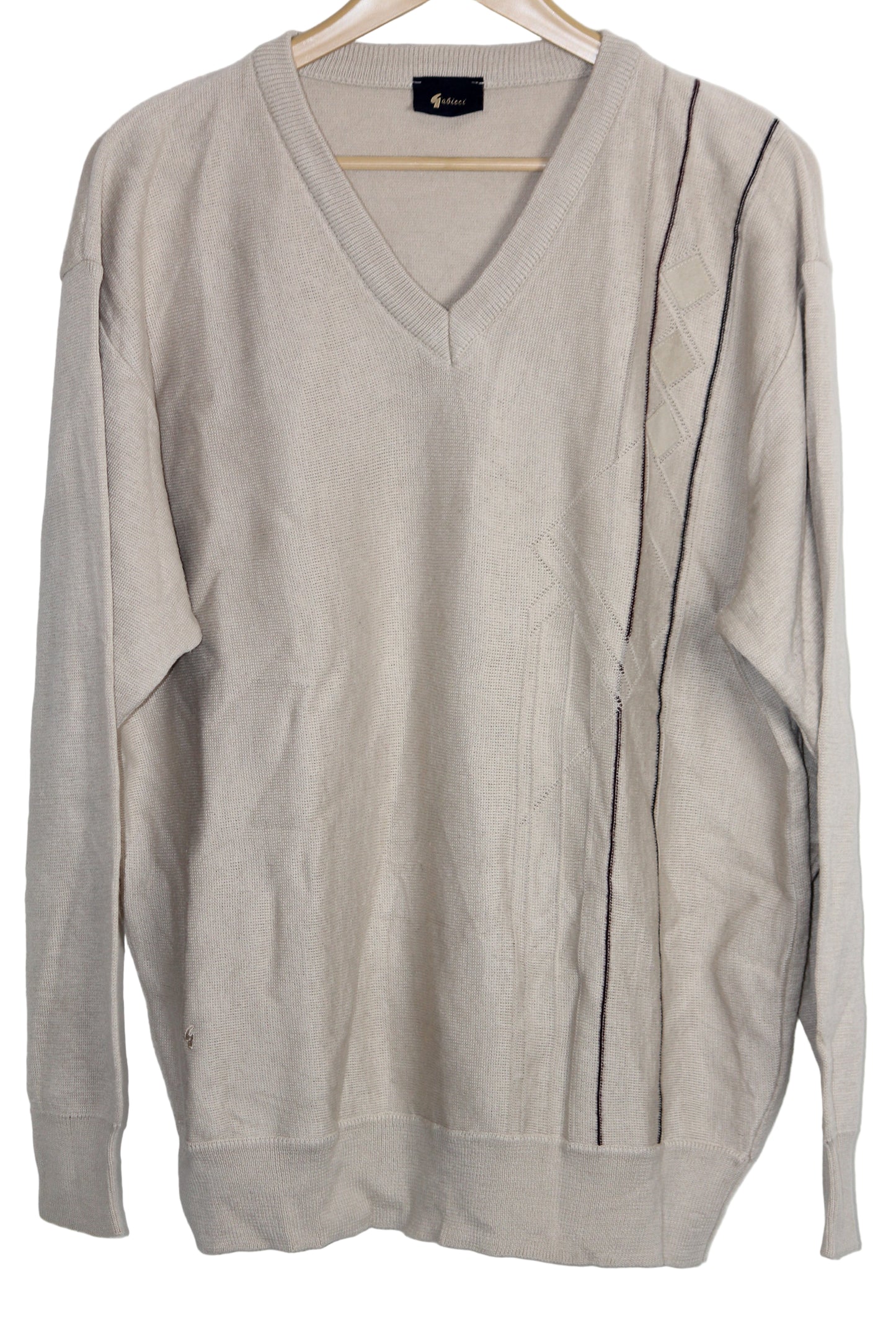 Gabicci Cream Sweater with Black Stripes - Large