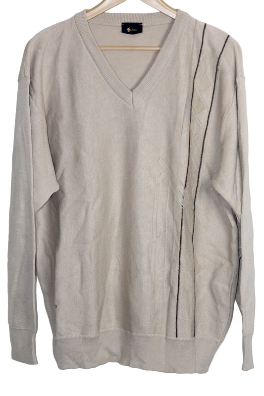 Gabicci Cream Sweater with Black Stripes - Large