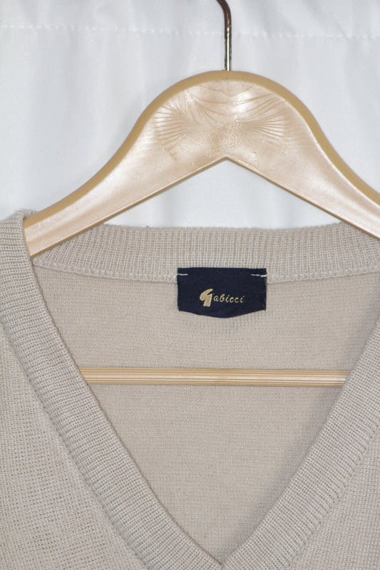 Gabicci Cream Sweater with Black Stripes - Large