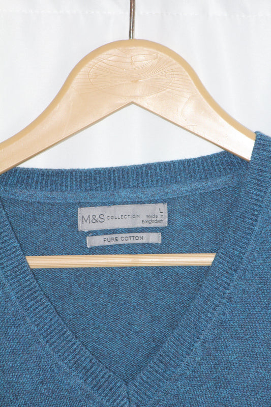 M&S Blue V-Neck Sweater