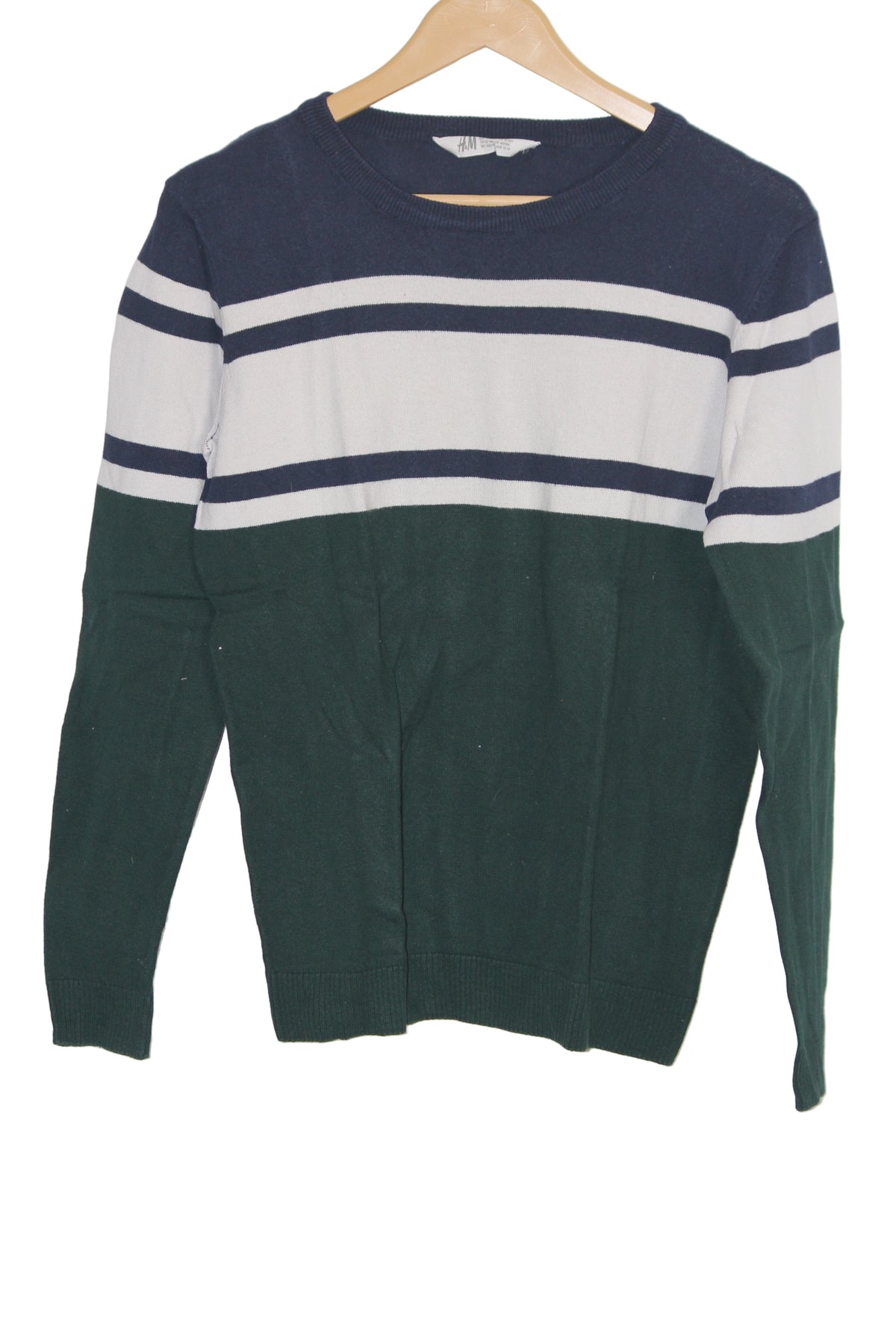 H&M Green & White Striped Sweater – Large