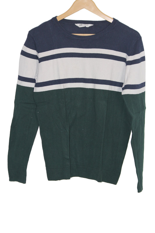 H&M Green & White Striped Sweater – Large