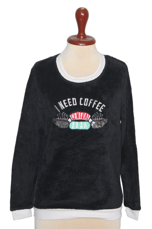 Contrast Trim Black Sweater