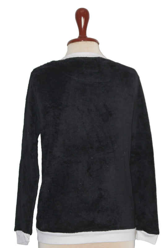 Contrast Trim Black Sweater