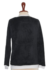 Contrast Trim Black Sweater