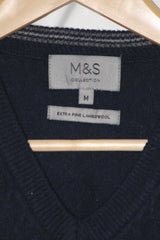 M&S Navy Blue Wool Sweater – Medium