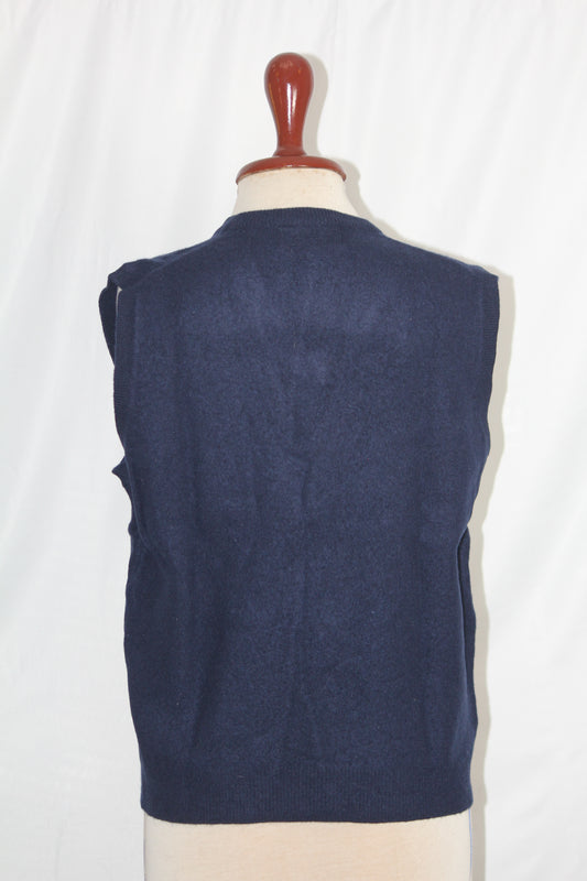 M&S Navy Blue Sleeveless Sweater - Large