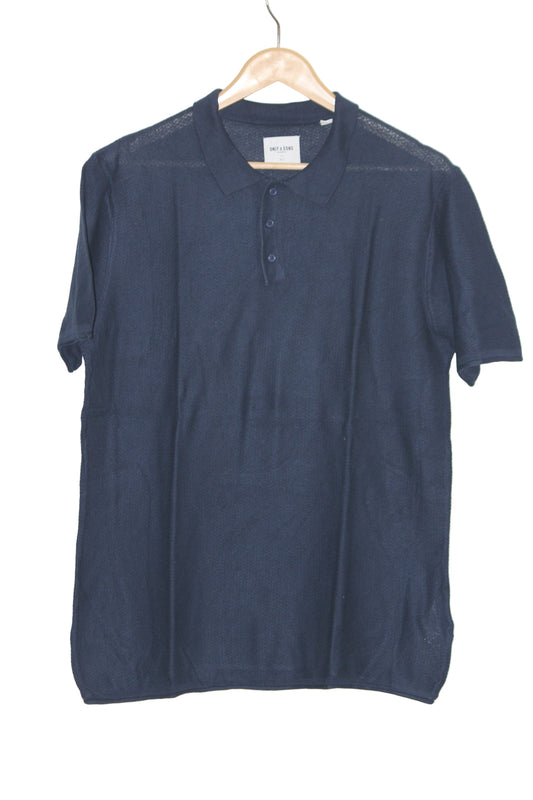 Only & Sons Navy Blue Polo T-Shirt - Large