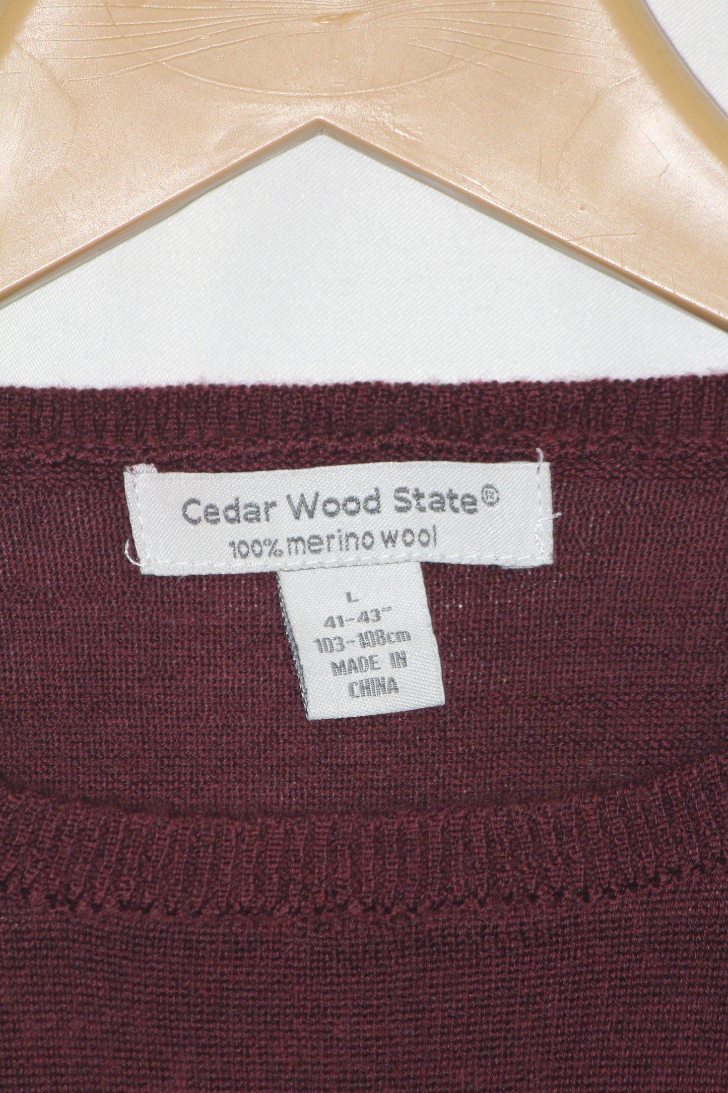 Cedar Wood State Maroon Wool Sweatshirt – Large