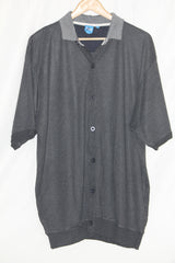 D555 Black Half Sleeve Button Down Sweater - Large