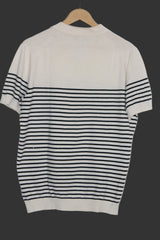 Massimo Dutti White Stripe Polo T-Shirt