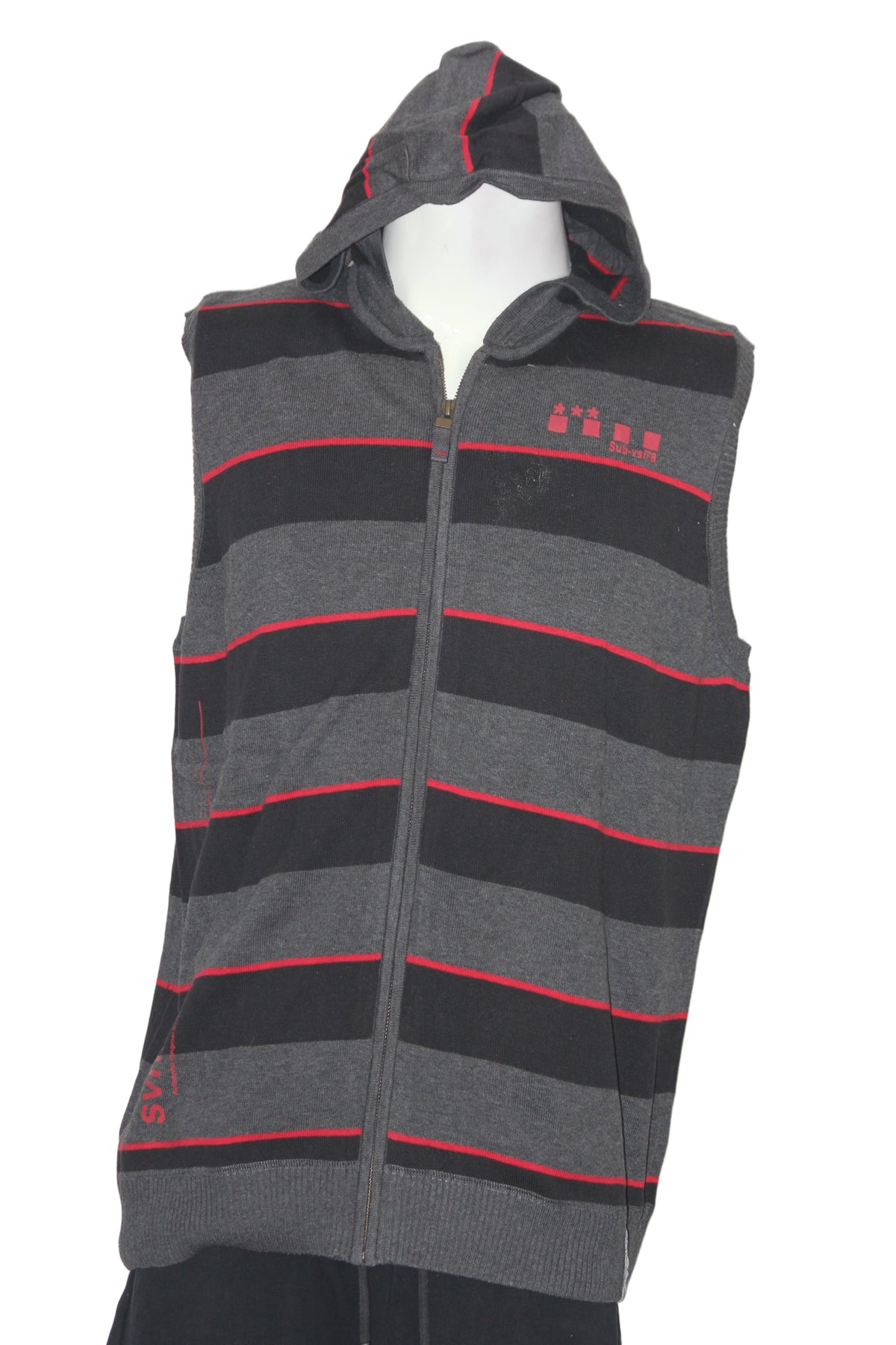 George Black & Grey Sleeveless Hoodie - Large