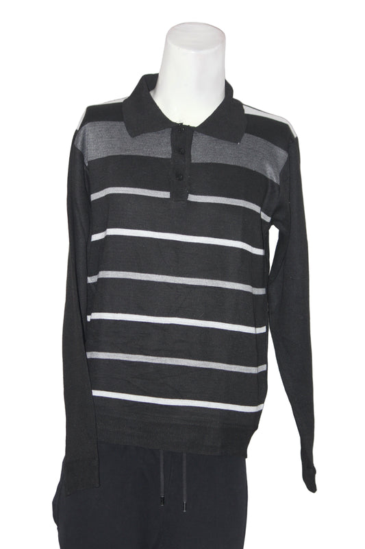 JJ Willis Black Striped Sweater