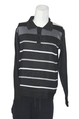 JJ Willis Black Striped Sweater