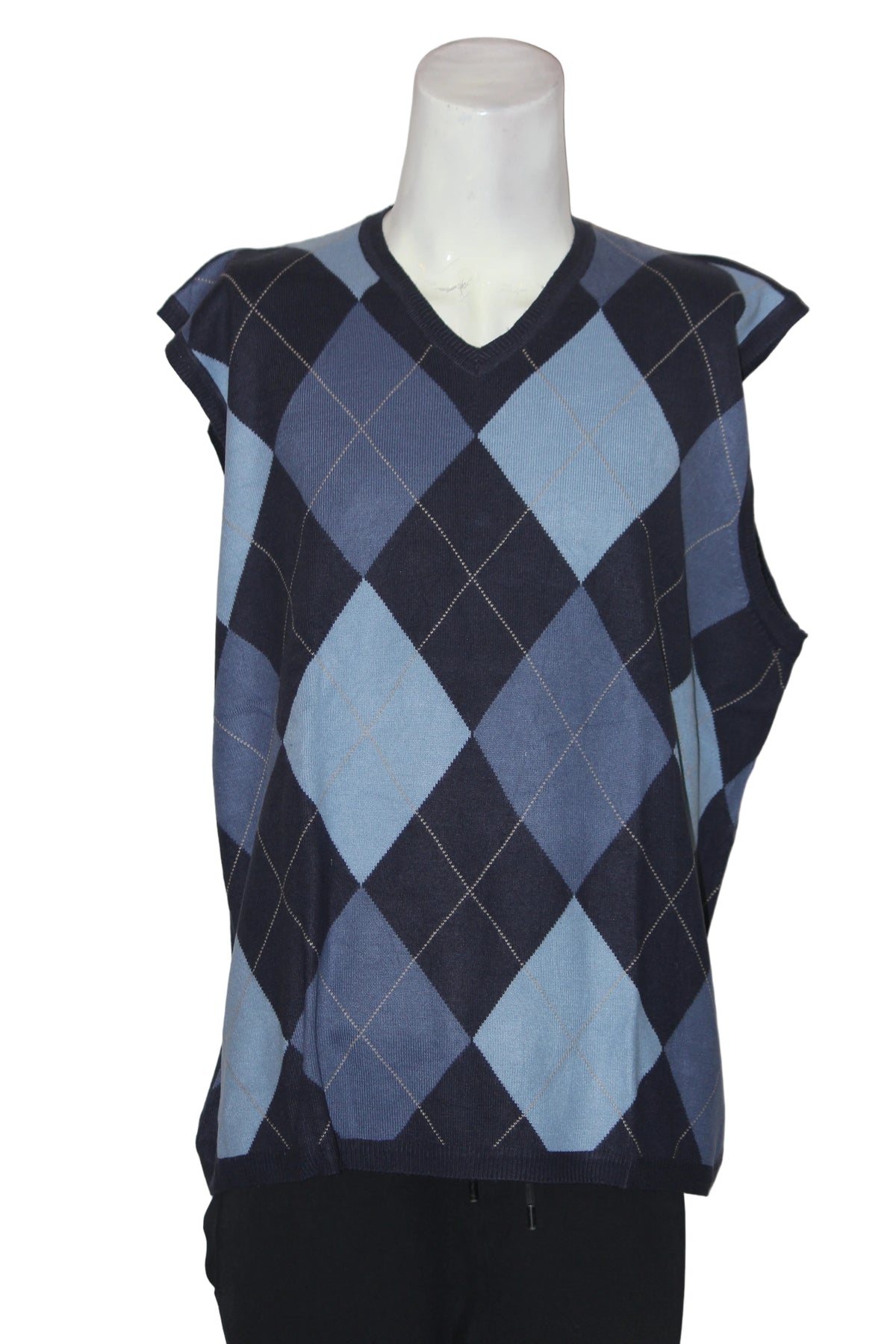 Marks & Spencer Navy Blue Checkered Sleeveless Sweater – Large