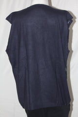 Marks & Spencer Navy Blue Checkered Sleeveless Sweater – Large