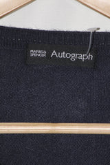 Marks & Spencer Navy Blue Checkered Sleeveless Sweater – Large