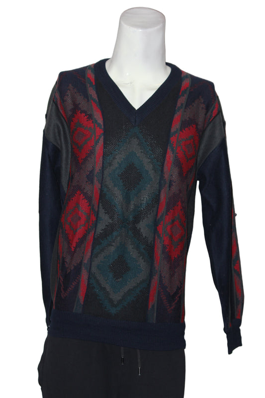 ThriftyFy Blue & Red Wool Sweater – Large