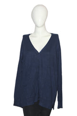 Papaya Navy Blue Button-Down Sweater (Large)